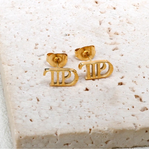 Taylor Swift Jewelry - TTPD Taylor Swift Tortured Poets Department Gold Stud Earring Set